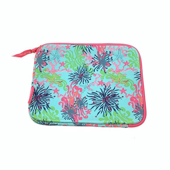 Lily Pulitzer Neoprene iPad/Netbook Sleeve Dirty Shirley Blue Coral Tablet Pouch - Picture 1 of 6
